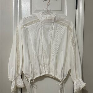 H&M White Lace Detail Blouse